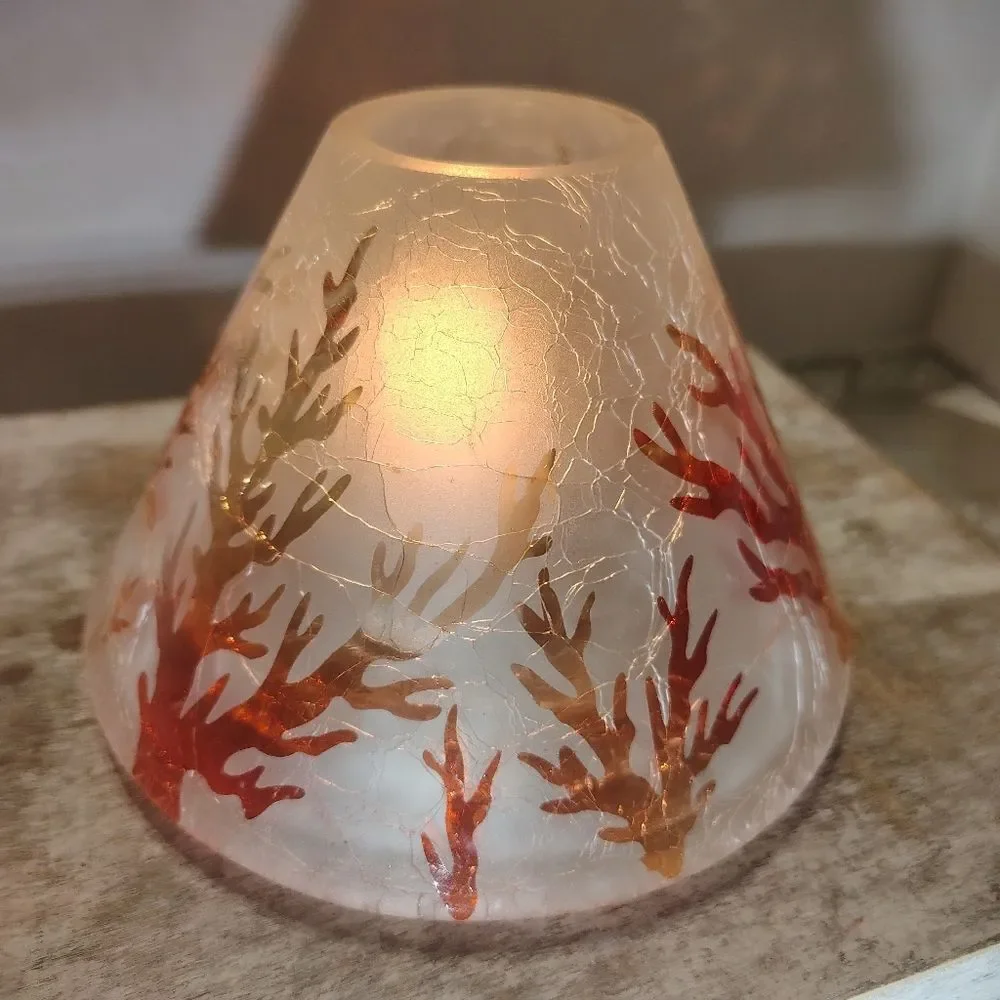 Yankee Candle Shade Crackle Glass Leaves Fire Branches Y2